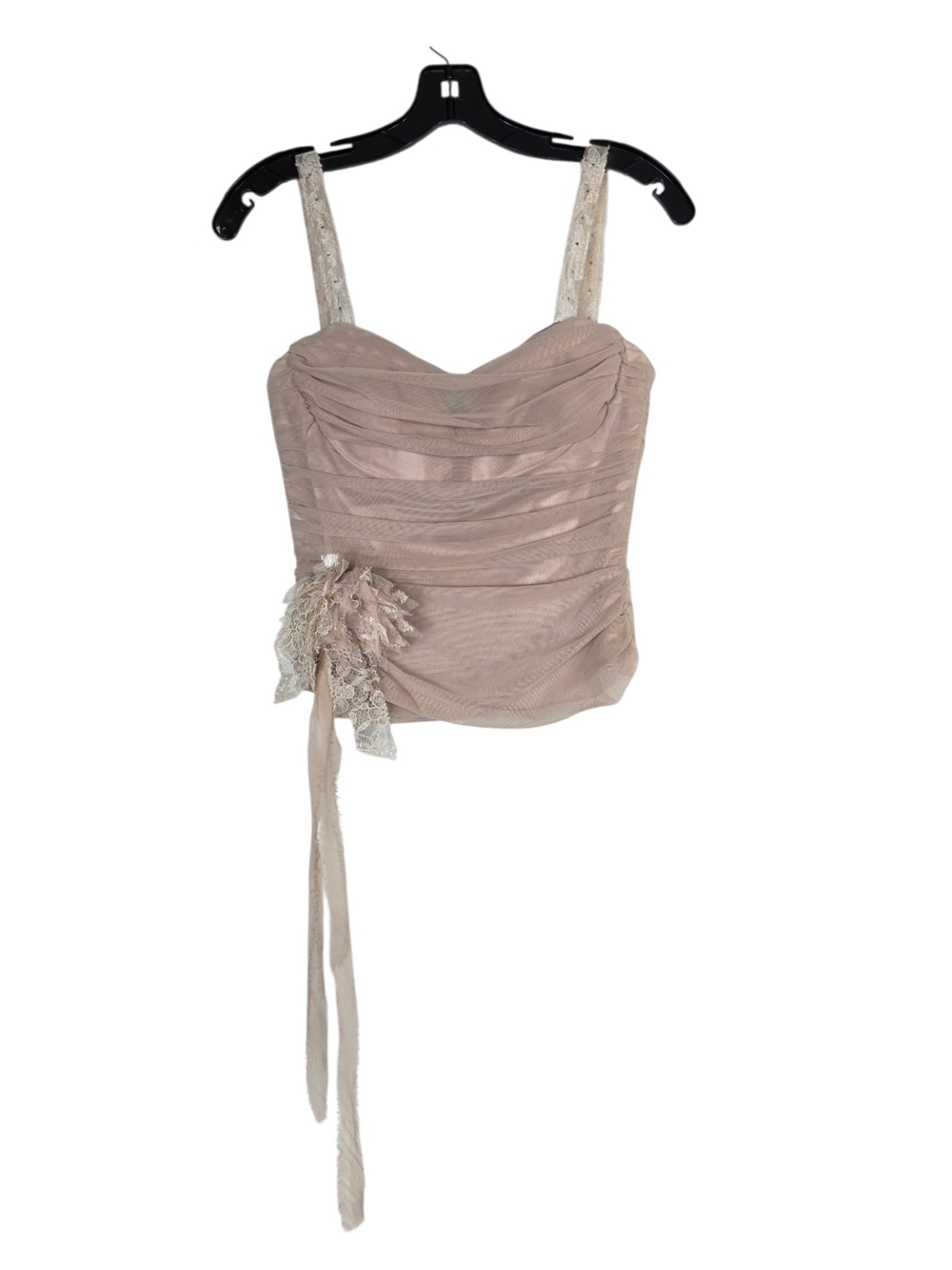BCBGMaxAzria Corset  Blush Lace-Trim Ruched Camisole Top
